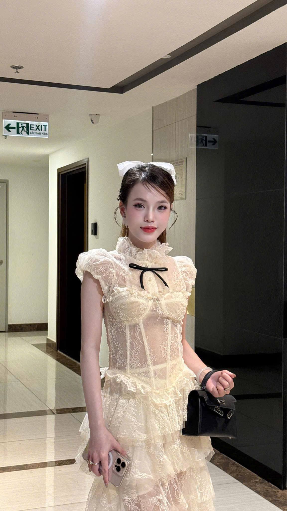 Cream Lace Tiered Mini Dress
