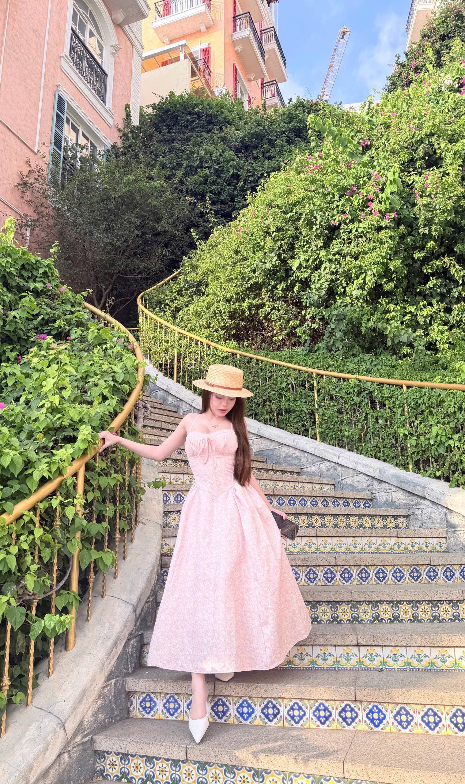 Pink Floral Corset Midi Dress