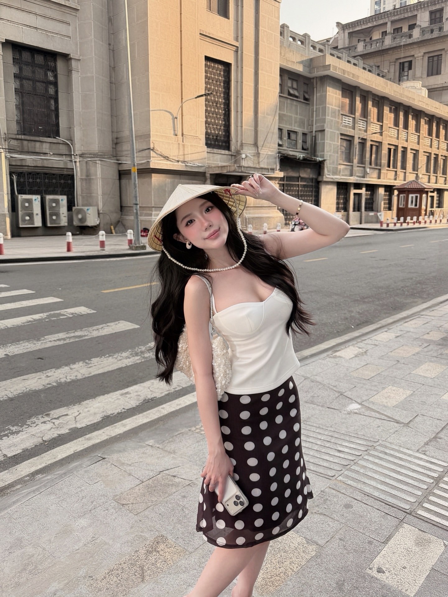 Bustier Top & Polka Dot Skirt Set